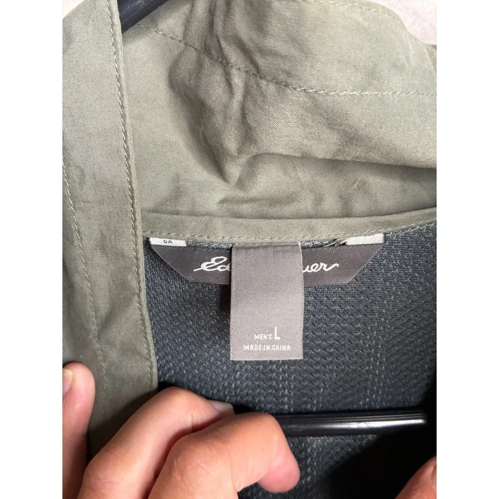 Eddie Bauer Mens Field Jacket Olive Green Utility Full Zip Mesh Lined Large